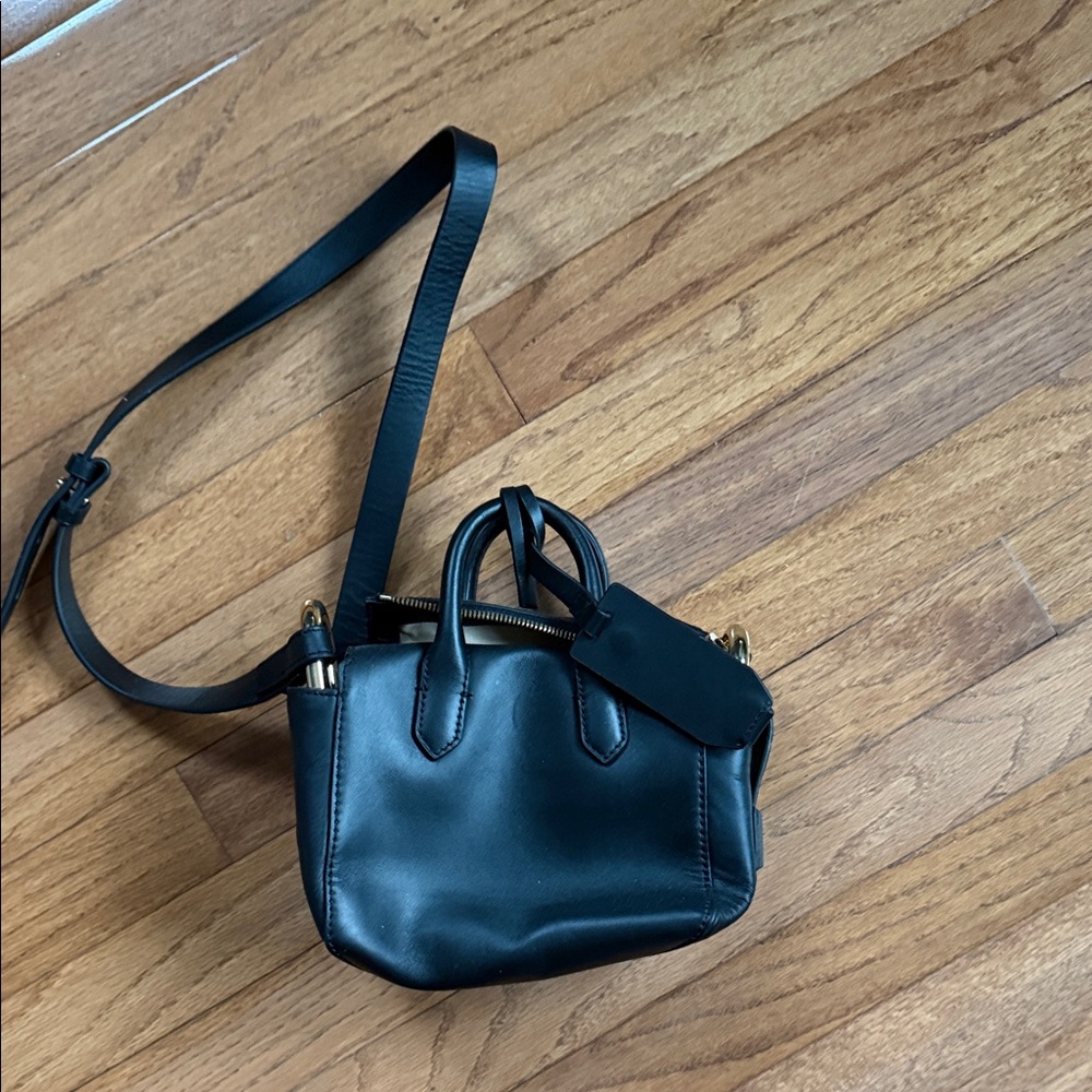 J. Crew Black Harper Mini Satchel Bag with Gold Accents